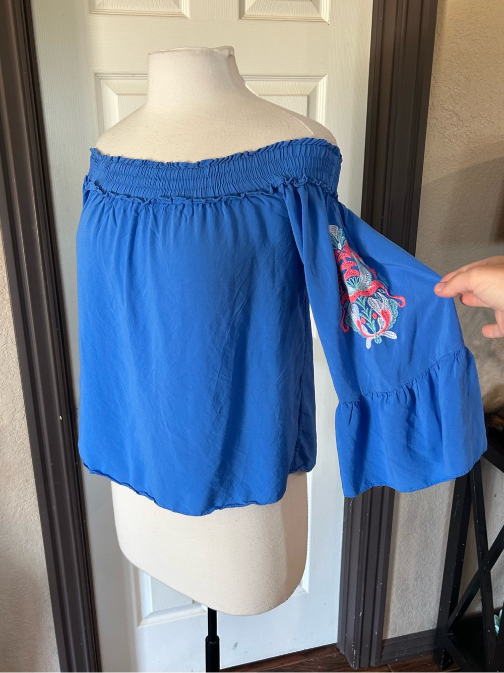 Lily Pullitzer Blue Off Shoulder Blouse